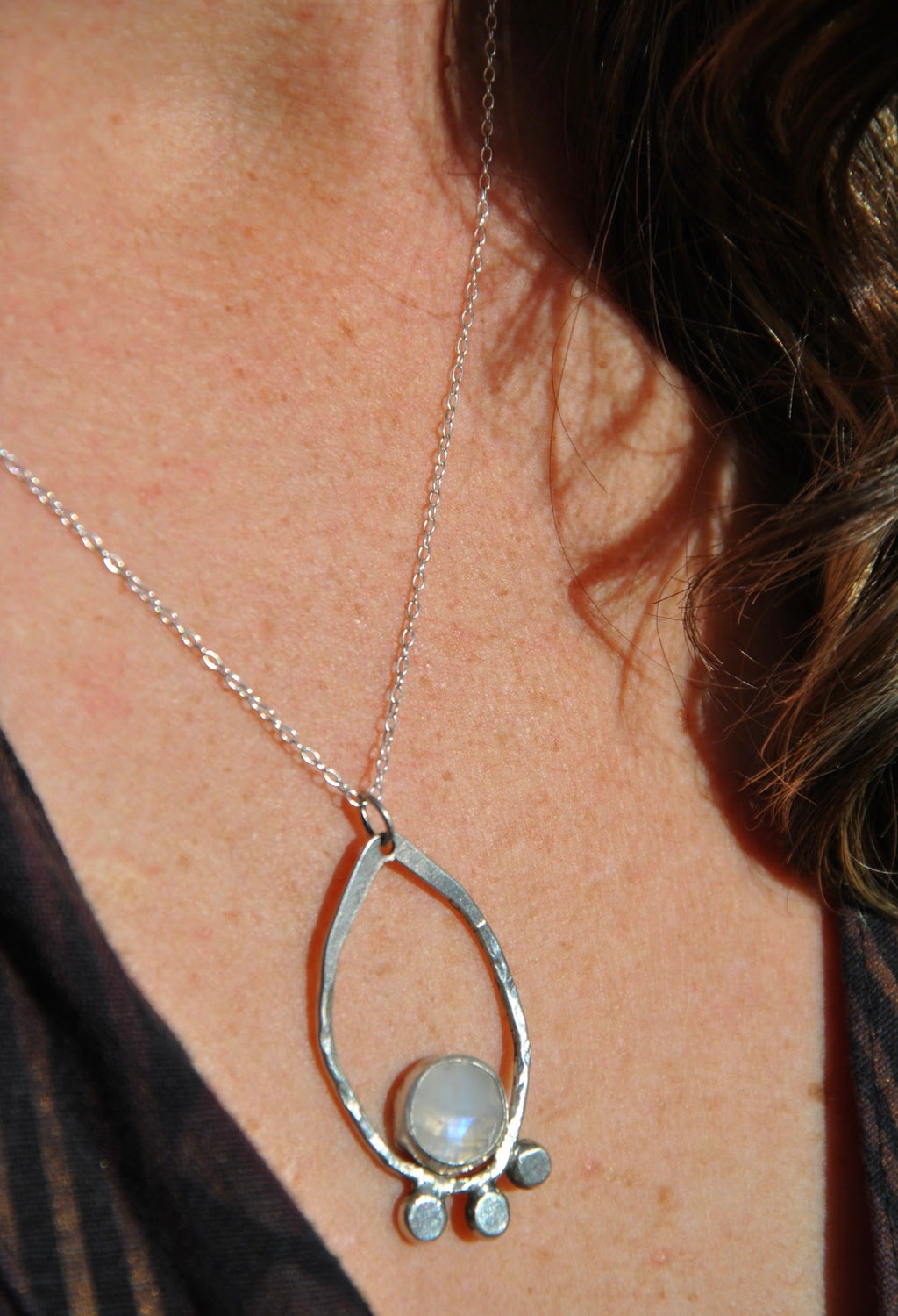 Moonstone rose-cut stone pendant