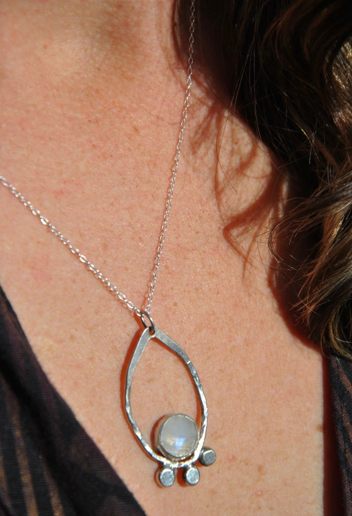 Moonstone rose-cut stone pendant