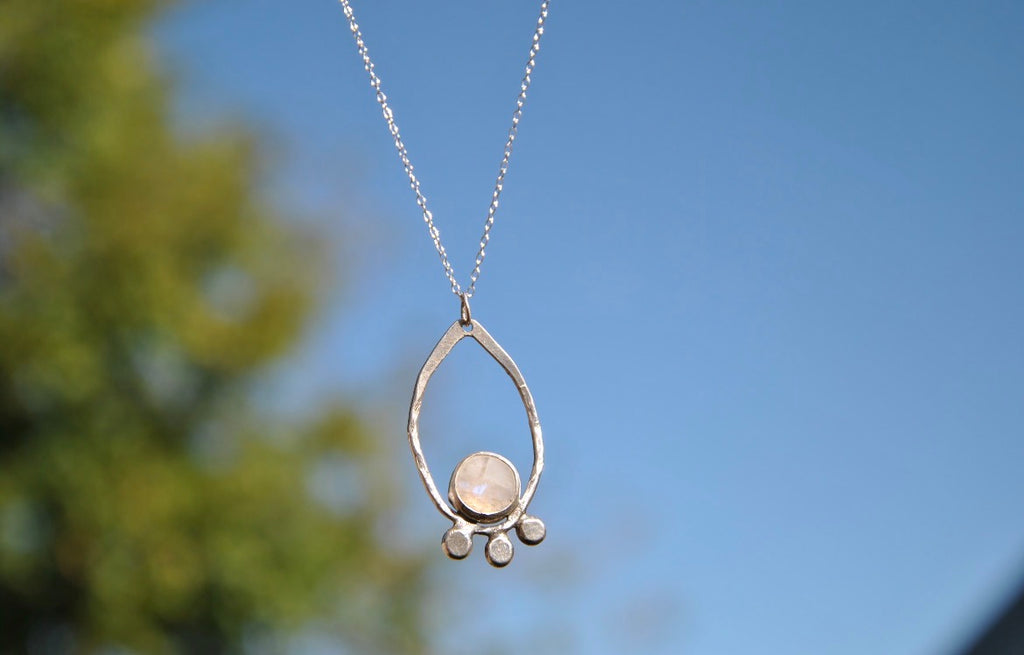Moonstone rose-cut stone pendant