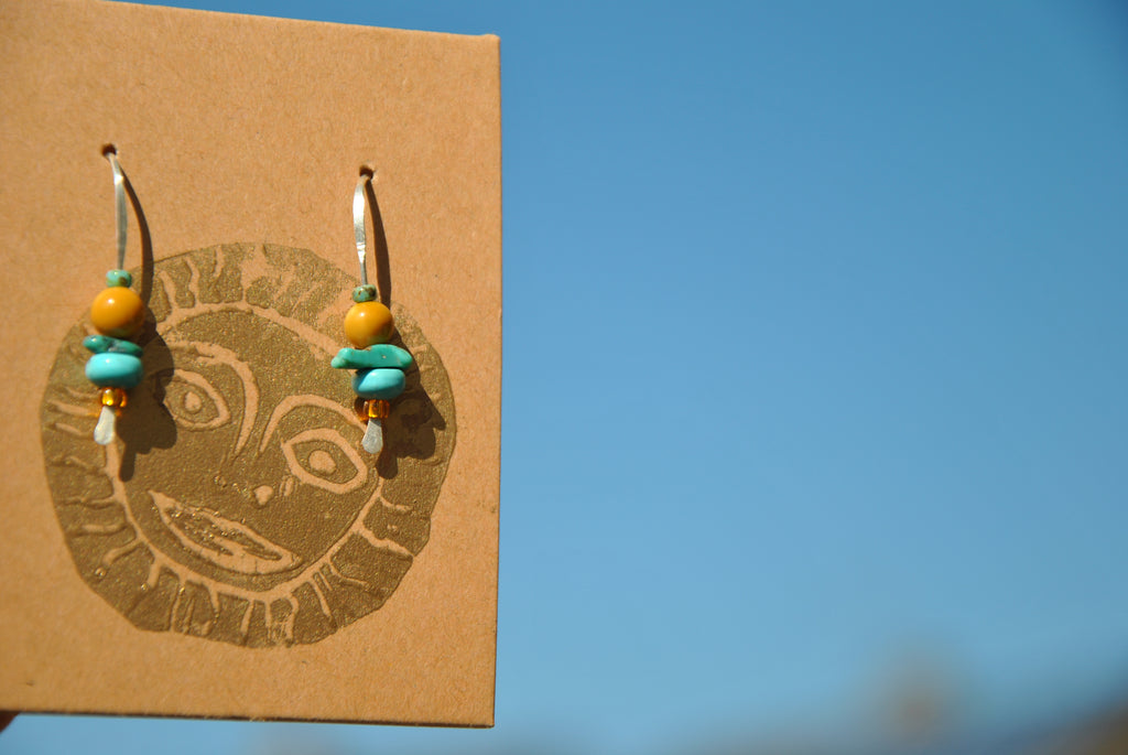 Beach Bead Mookaite & Turquoise earrings