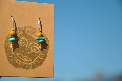 Beach Bead Mookaite & Turquoise earrings