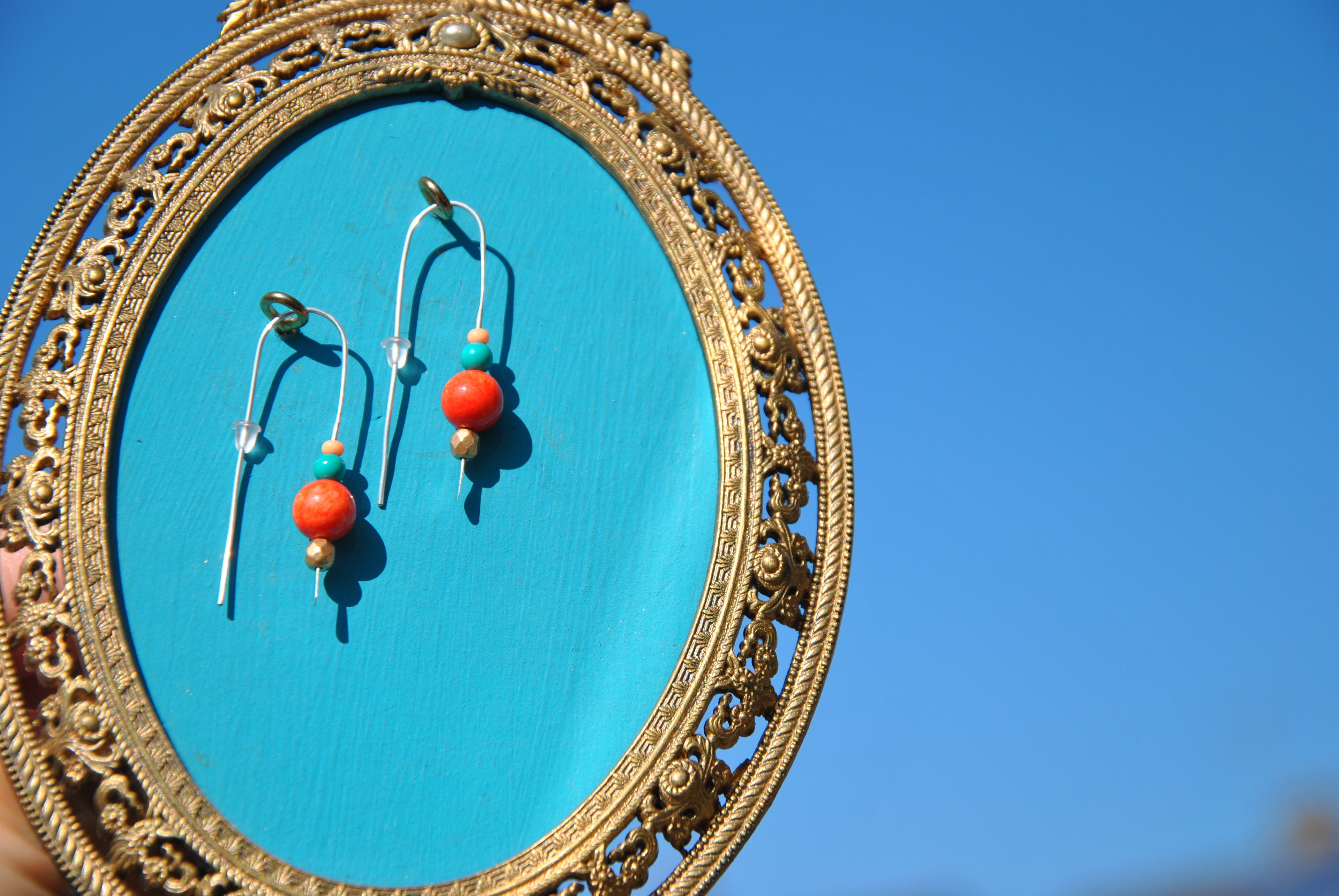 Beach Bead Coral earring