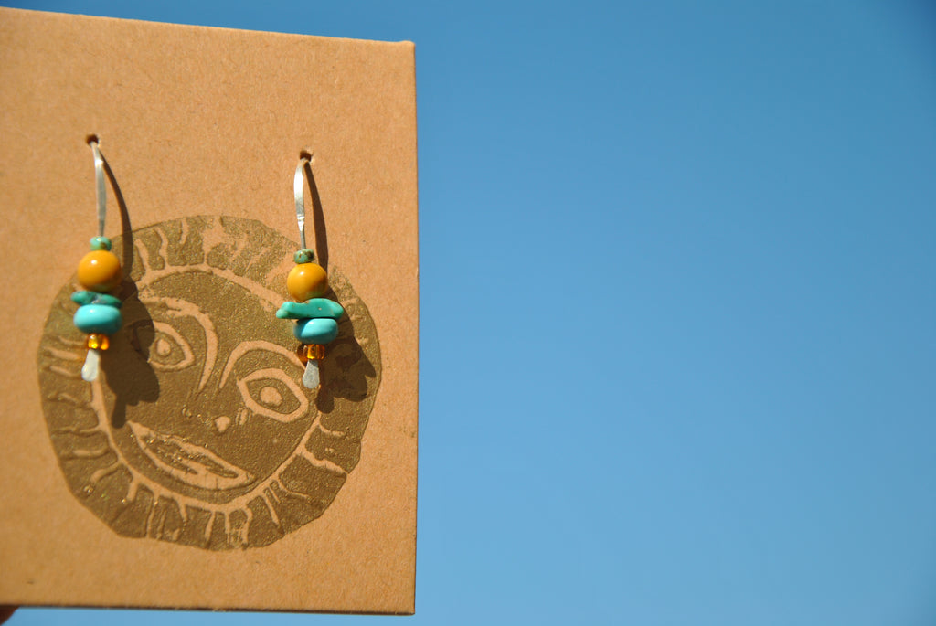 Beach Bead Mookaite & Turquoise earrings
