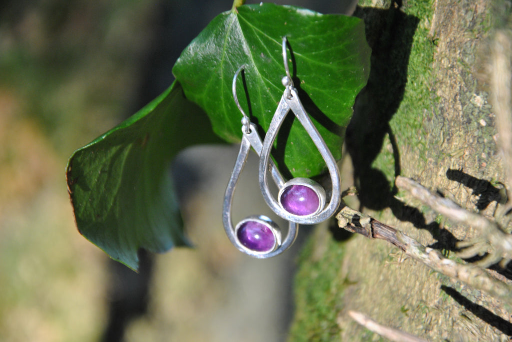 Amethyst boho drop earrings