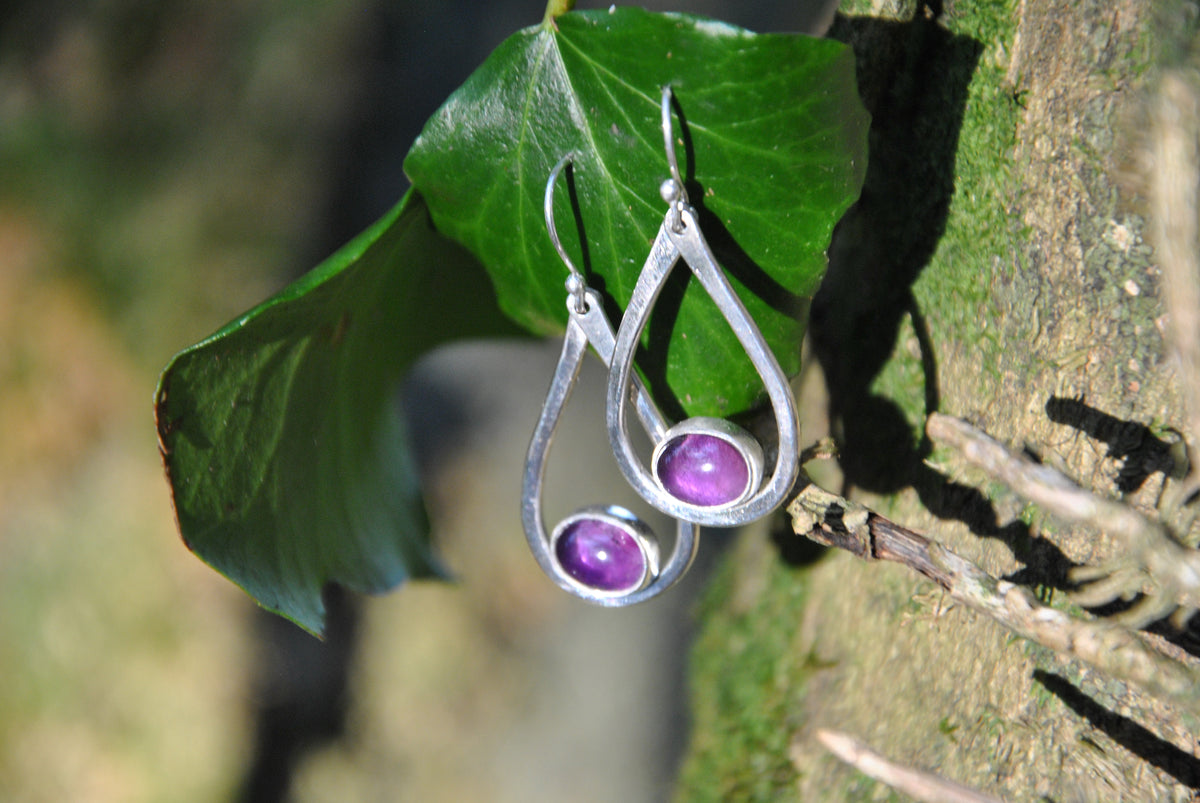 Amethyst boho drop earrings
